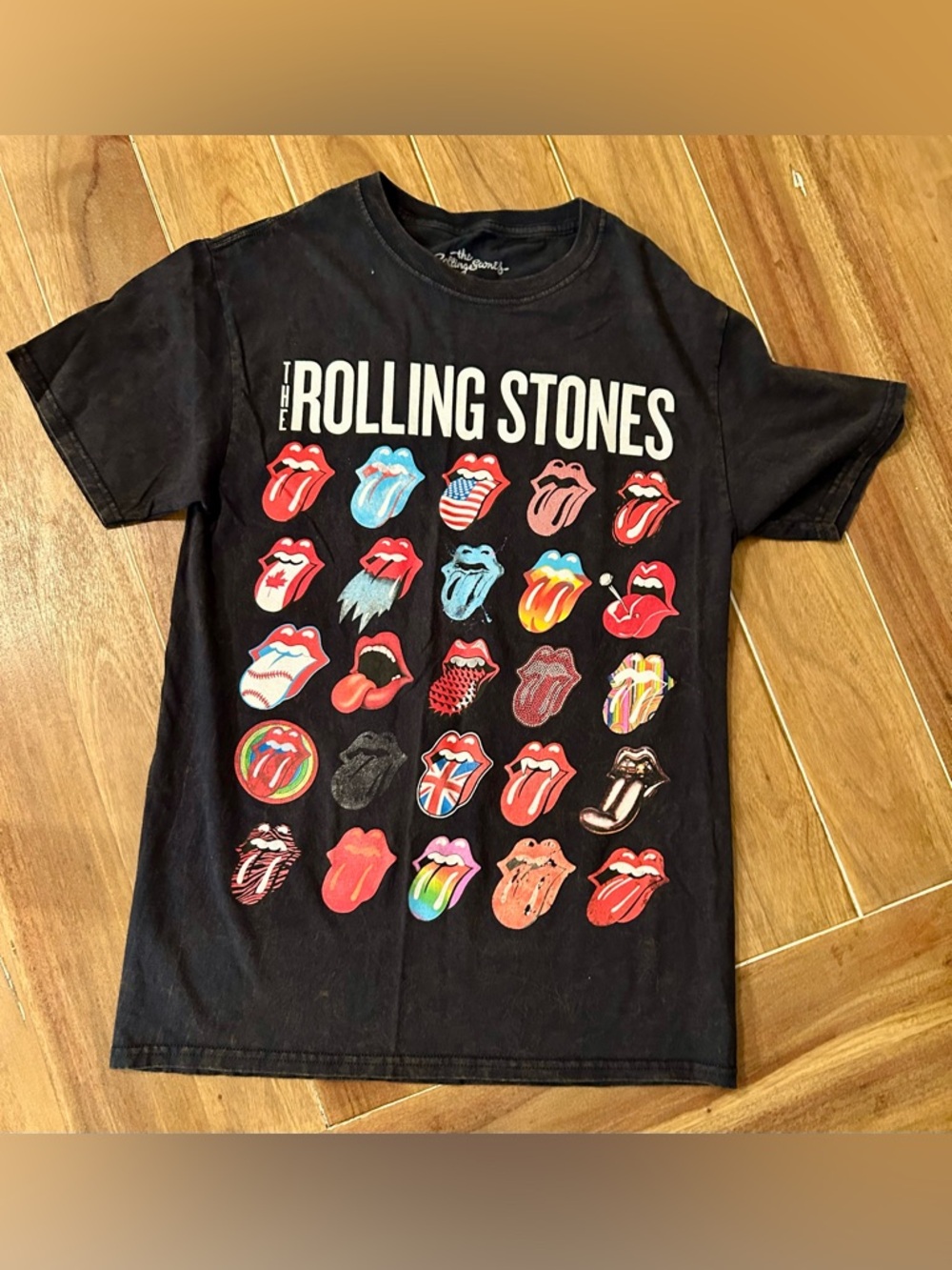 The Rolling Stones Womens Small Black Graphic Logo T-Shirt Multi Tongue Rock Tee